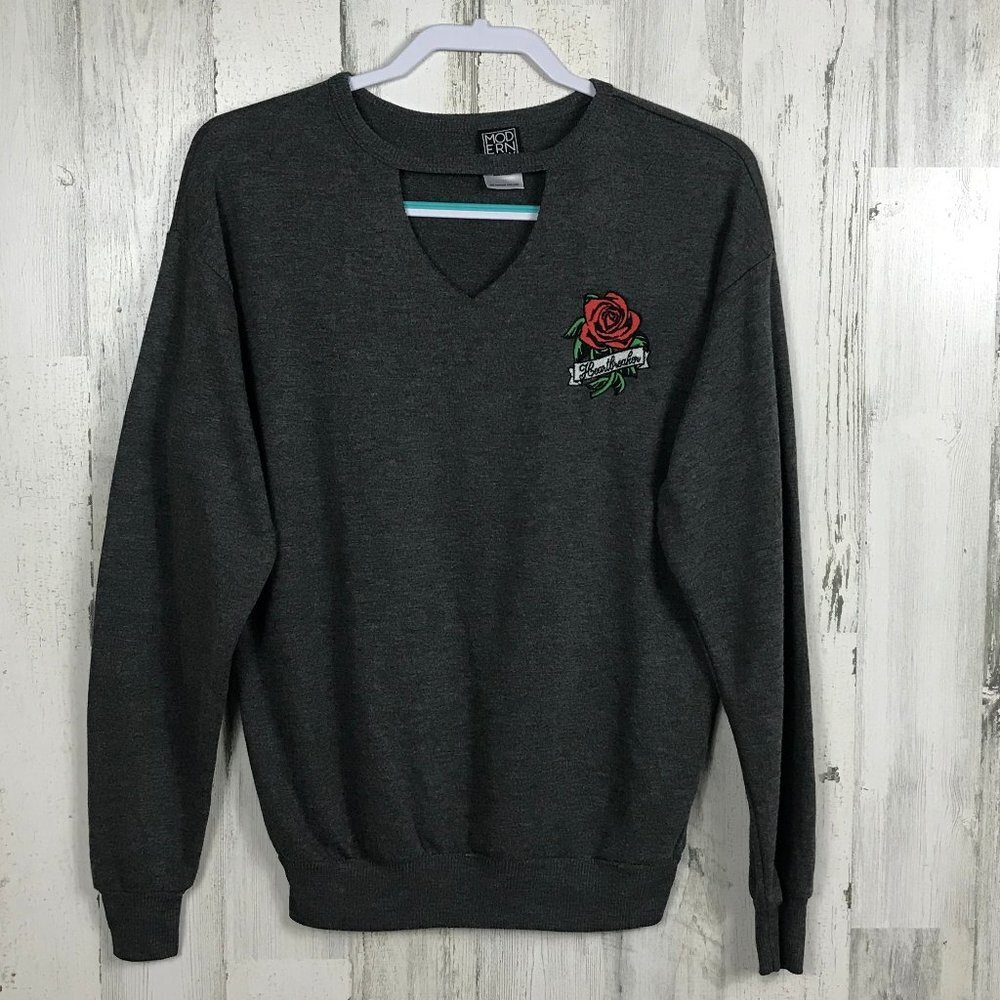 Modern Lux sweater Heartbreaker rose choker neck